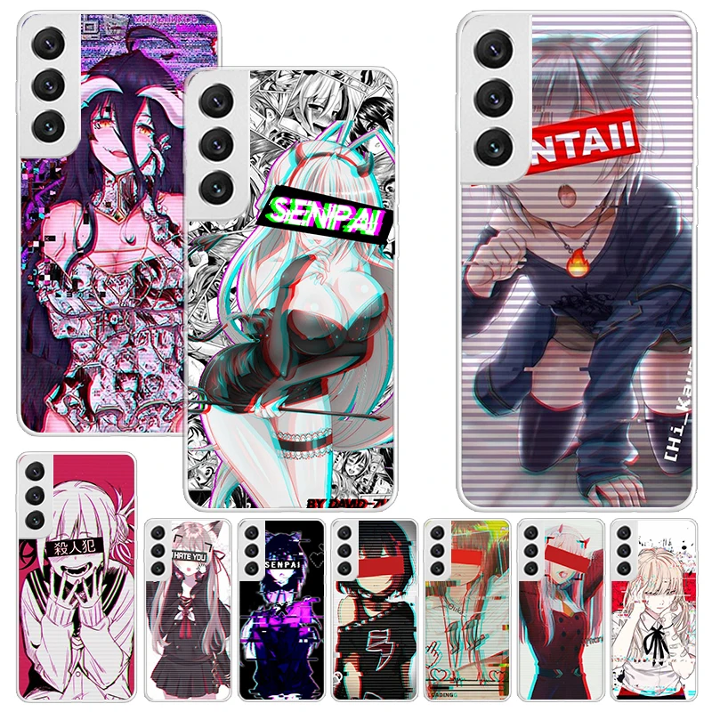 LEWD Sad Girl Japanese Anime Print Soft Case for Samsung Galaxy S25 S24 S23 S22 Ultra S21 Plus S20 FE Phone Shell S10 + Pattern