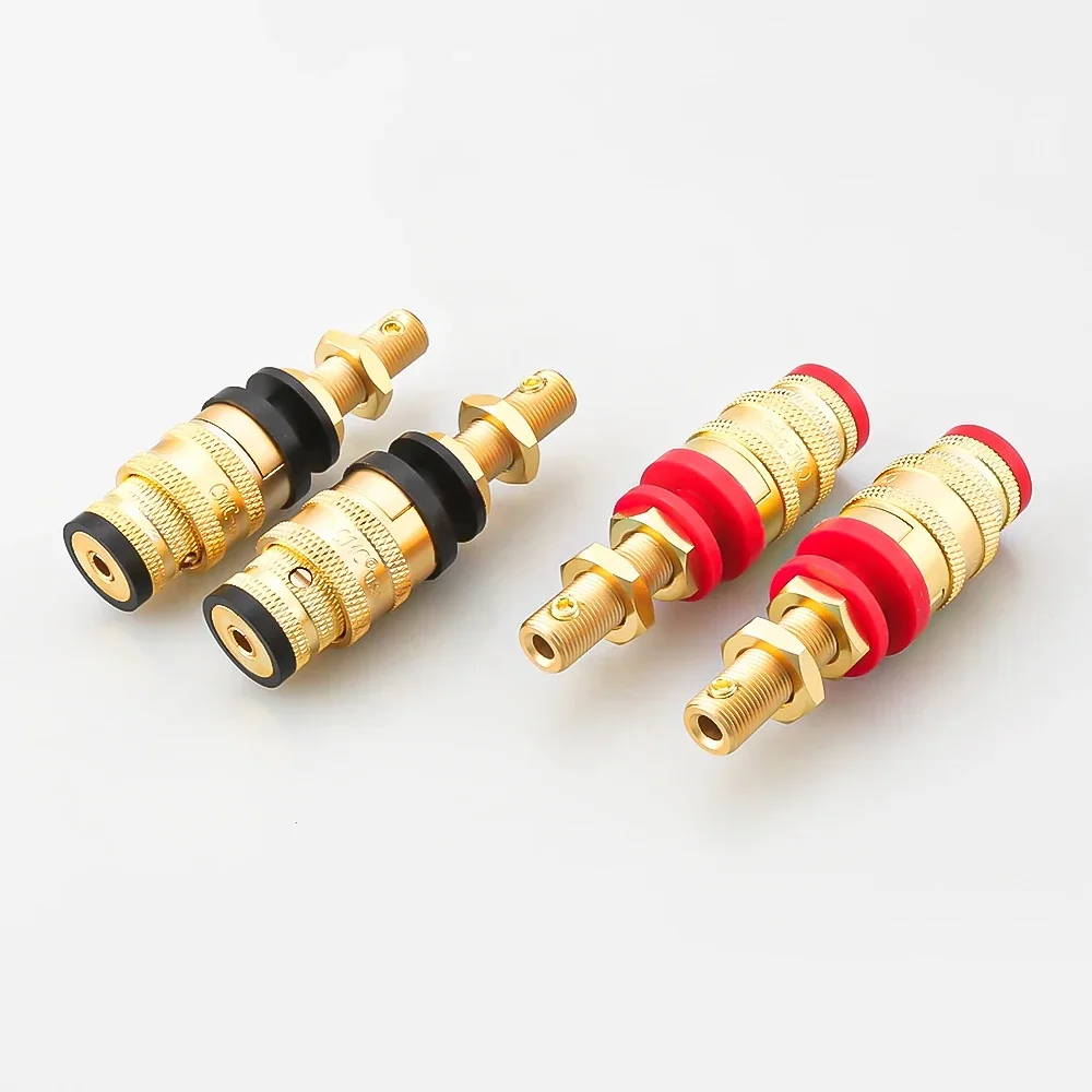 4PCS CMC 878L-SE High End OFC Brass Speaker AMP Binding Post Female Banana Jack Socket Connector Gold Plated Hifi Audio DIY