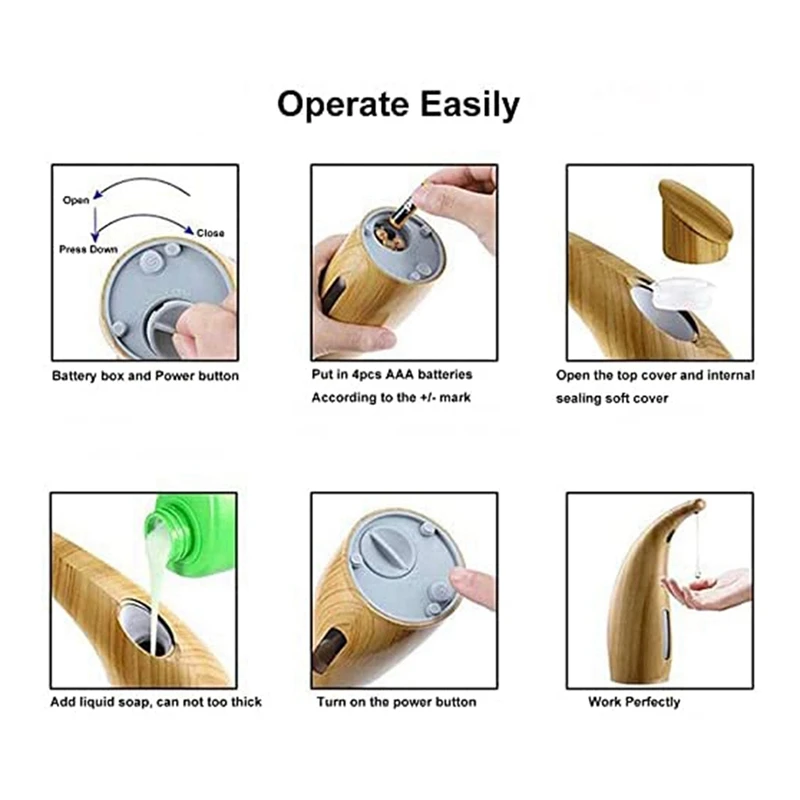 Dispenser automatico di sapone con sensore Dispenser di sapone liquido touchless con sensore di movimento a infrarossi 300 ml/11 once Durevole B