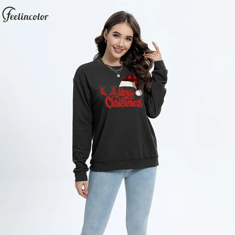 

Cute Hippopotamus Printting Pullover for Women Merry Christmas Poly-cotton Crewneck Sweatshirts Casual Streetwear Gift Xmas Gift