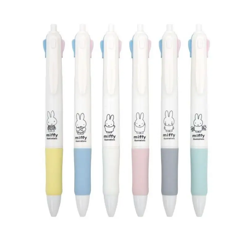 Miffy coelho novo caneta esferográfica de quatro cores kawaii dos desenhos animados tipo imprensa cabeça bala estudante silicone anti deslizamento 0.5 assinatura caneta
