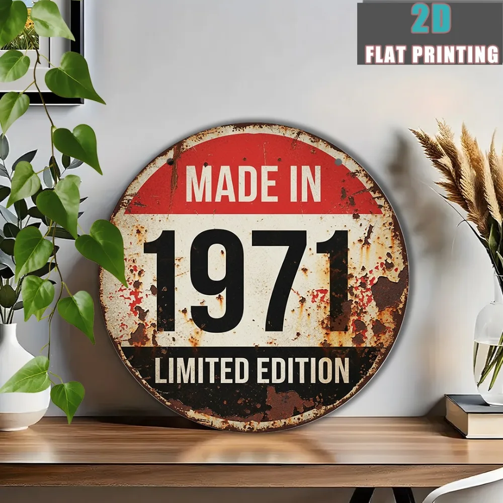 2D Metal Sign Made in 1971 Limited Edition Vintage Distressed Rusty Tin Sign Retro Birthday Year Anniversary Wall Art for Home B