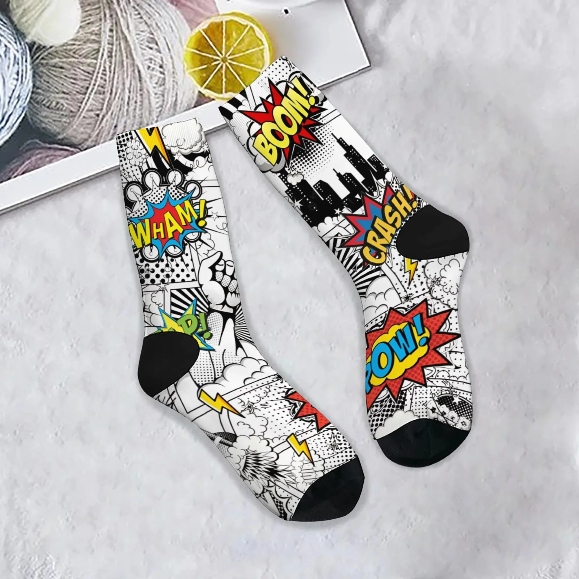 Retro Pop Art Socks Durable Lightweight Smooth Men's Socks Cycling Hiking Camping Street Hip-hop Trendy Fashion Holiday Gifts