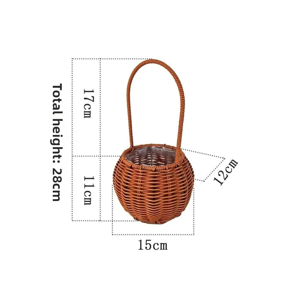 with Handle Imitation Rattan Handhold Household Handwoven Weaving Flower Basket 7 Styles Braid Storage Baskets