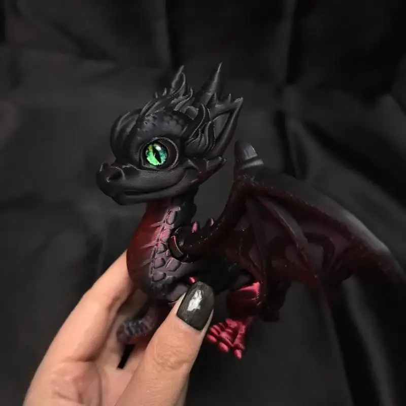 3D Printed Articulated Dragon Wings Tail Western Dragon Retracted Moved Ornament Model Figurine Gift