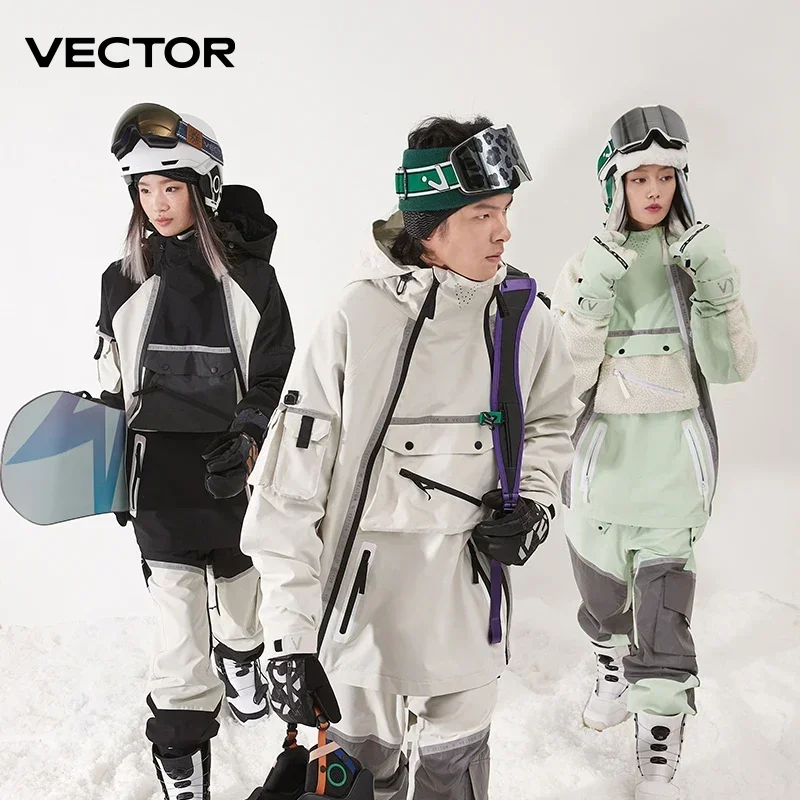 VECTOR-Veste de ski imperméable pour homme et femme, veste de ski professionnelle, simple planche, double planche, chaud, coupe-vent, adt