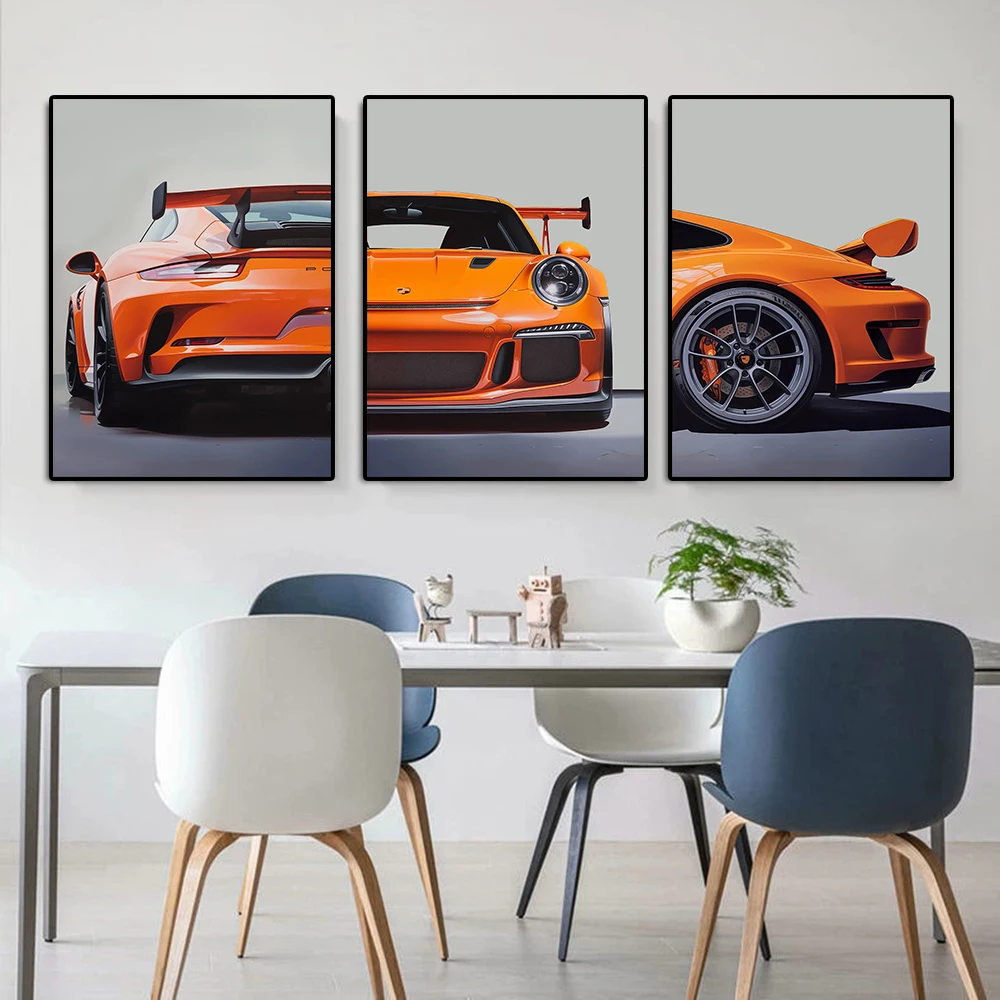 1pc frameless Canvas Painting Fashion Supercar Canvas Painting Luxury Racing Tail Lights Poster Print Pop 911gt3 Club Wall Art L