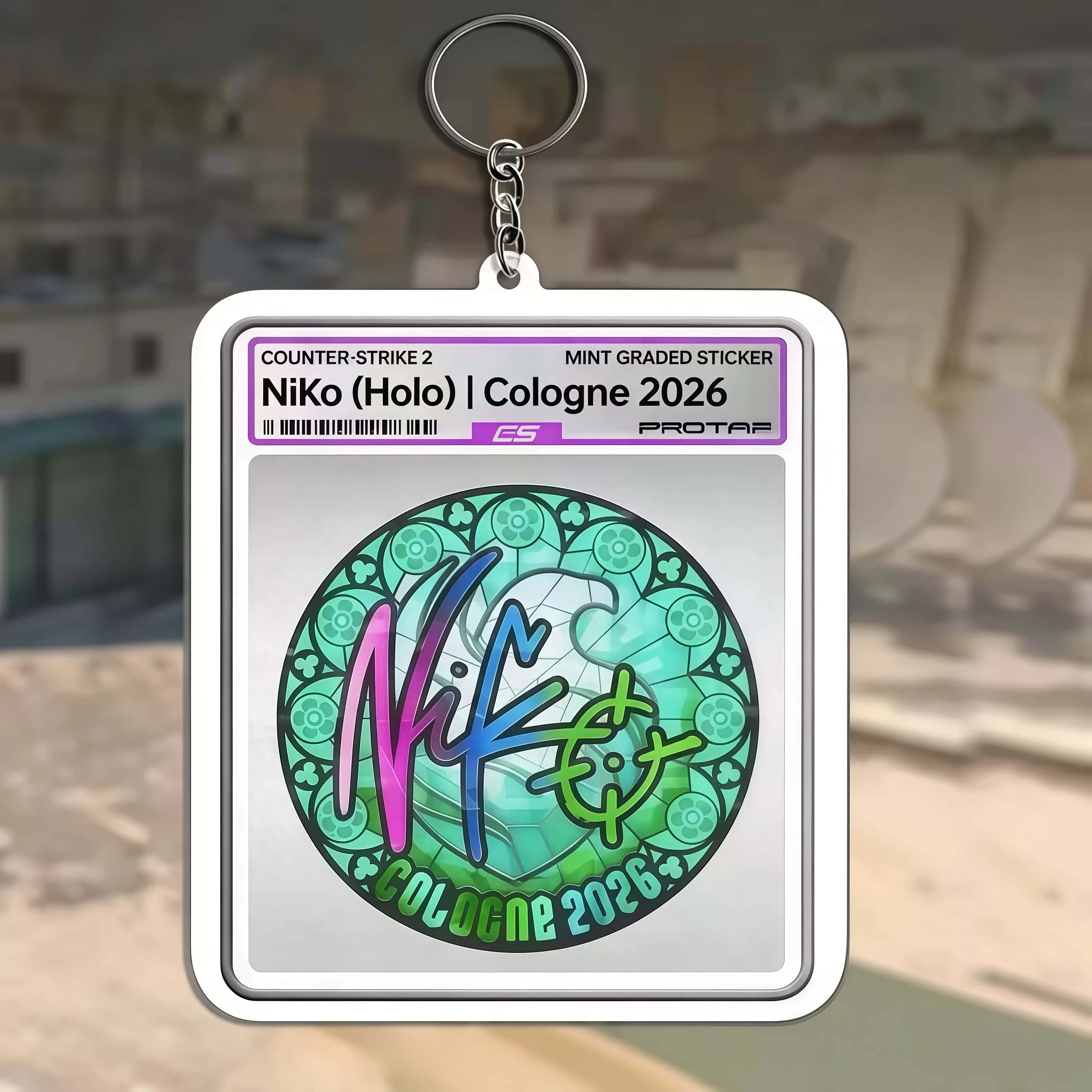 CS2 Falcons NiKo Cologne 2026 Graded Style Acrylic Keychain, Game Holo Sticker Key Ring Backpack Pendant Decor Gift