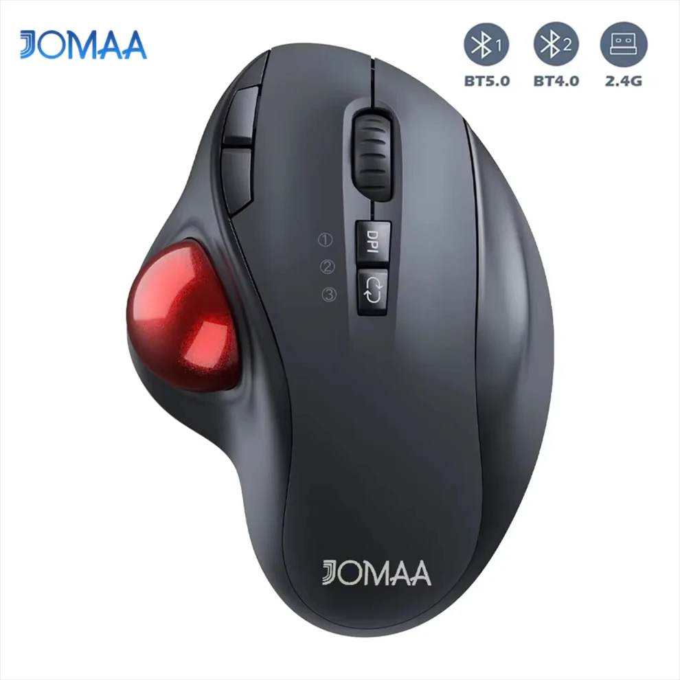Jomaa 2.4G+Bluetooth Trackball Mouse Rechargeable Gaming Mouse for Mac WindowsCreative Professional CAD Drawing Game Mice
