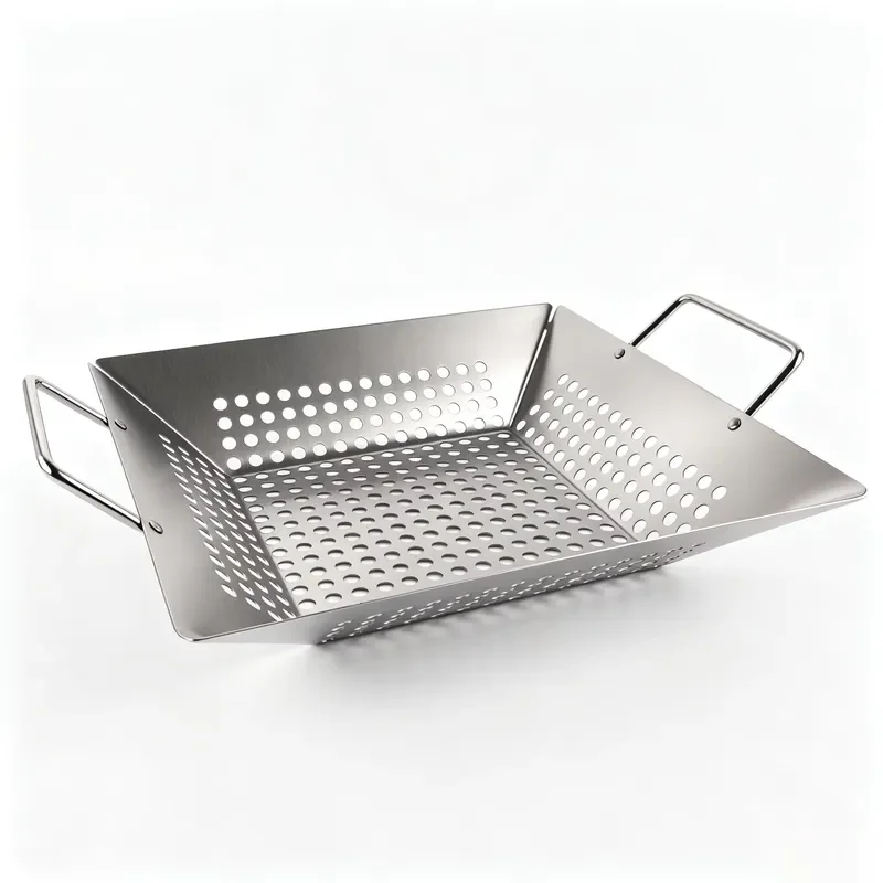 Custom Stainless Steel Vegetable BBQ Basket Grill Tray with Drain Hole Factory Direct Processing