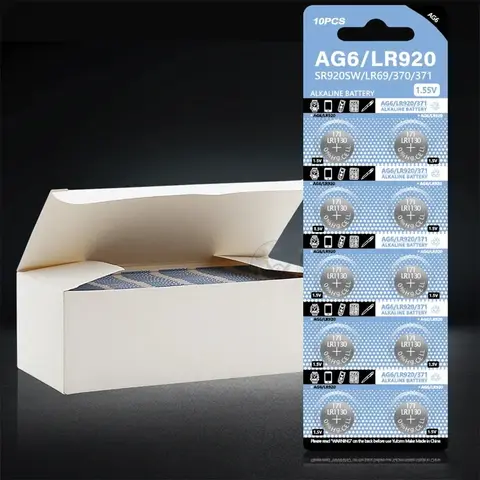 Bateria de moeda botão para brinquedos de relógio, Célula botão remota, 1.55V, AG6, 371, SR920SW, LR920, SR927, 171, 370, L921, LR69, SR920