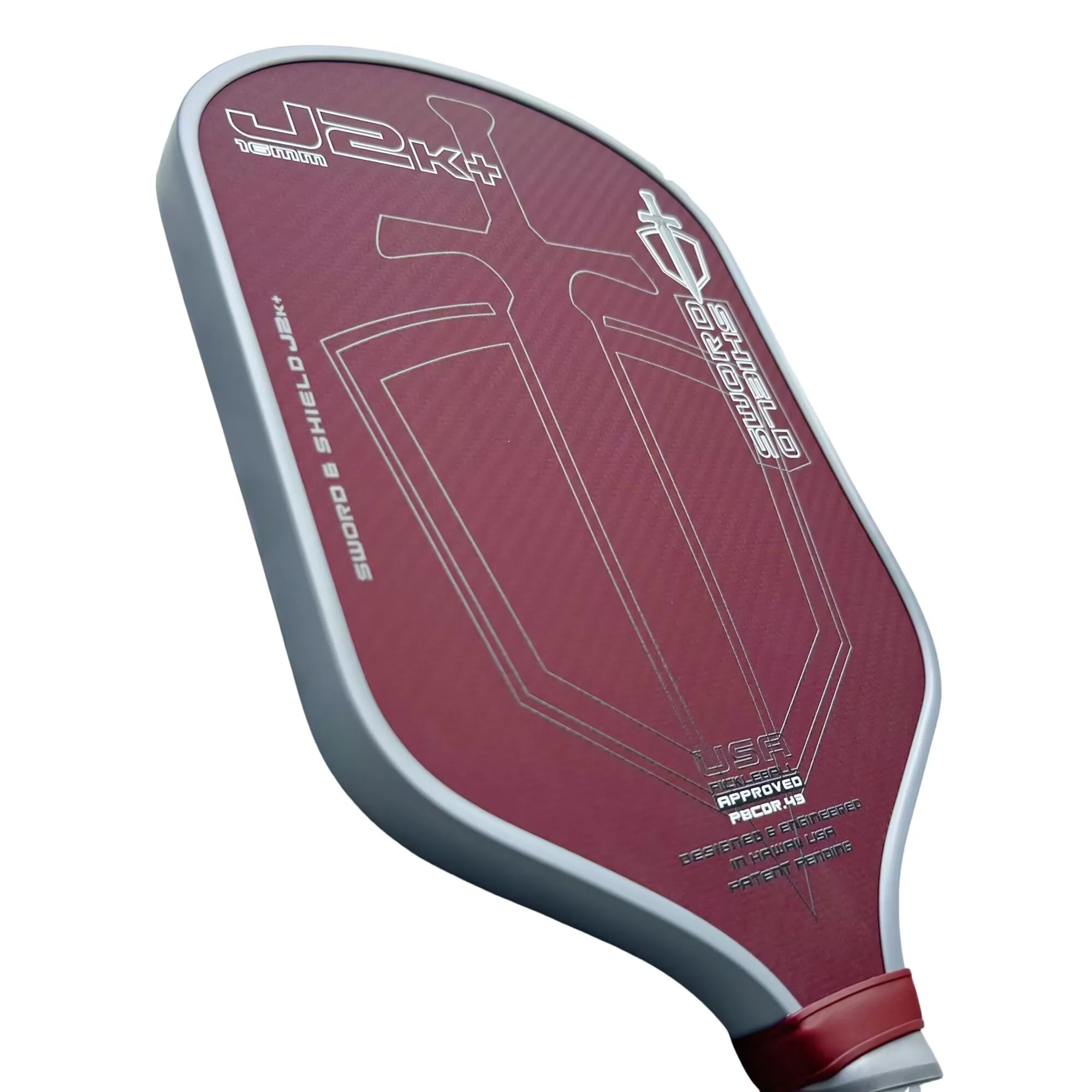 SWORD&SHIELD J2K+ مجداف كرة بيكلبول من ألياف الأراميد، قلب بوليمر على شكل قرص العسل، بقعة حلوة كبيرة، سمك 16 مم، سطح محكم