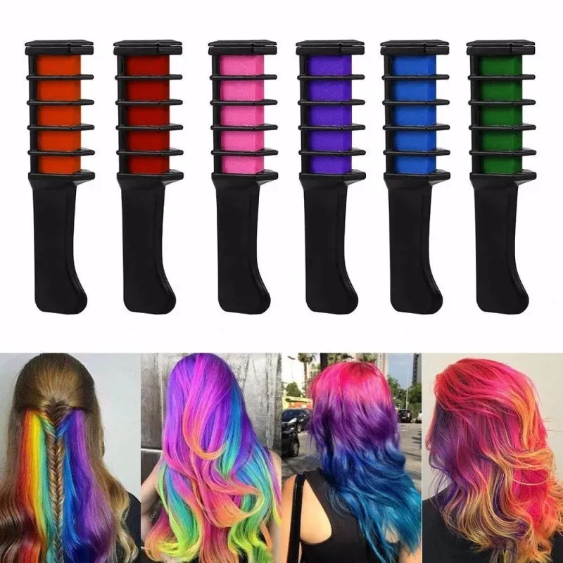 Neues ungiftiges Einweg-Mini-Haarfärbemittel-Kamm-Make-up-Tool leicht zu reinigen Körper kunst Make-up 6-Farben-Set lässig Party Cosplay