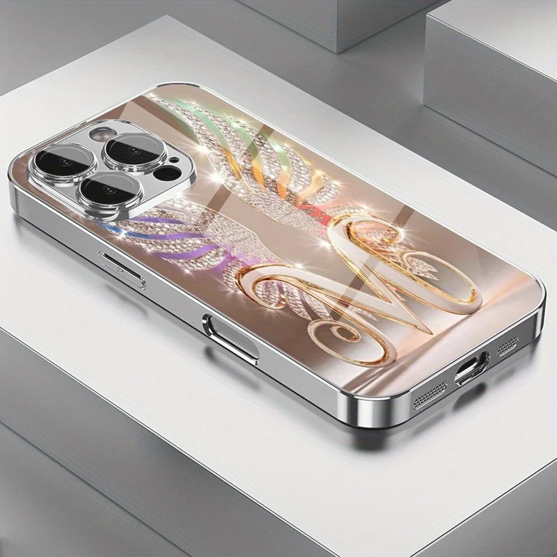 Shiny Rhinestone Angel Wing Glossy Phone Cover for iPhone17promax /16/15/14/13/12ProMax/11/11Pro Anti-drop protection