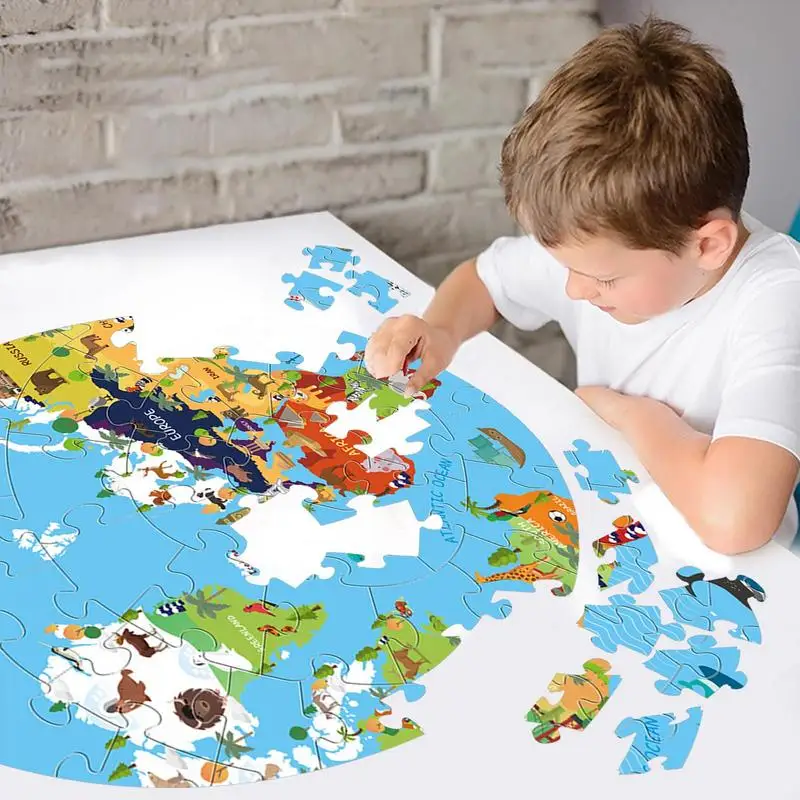 Floor Puzzles For Kids 70 Pieces Round Puzzle Toy Floor Jigsaw For Preschool Exercise Hand-Eye Coordination Boys Girls Puzzle To