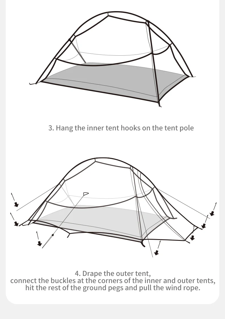 Naturehike Cloud Up Campingzelt Pro Wanderzelt Bergsteigerzelt Reisezelt Outdoor Übernachtungszelt Wasserdicht Winddicht Ultraleicht Tragbarer Sonnenschutz – Detail 21