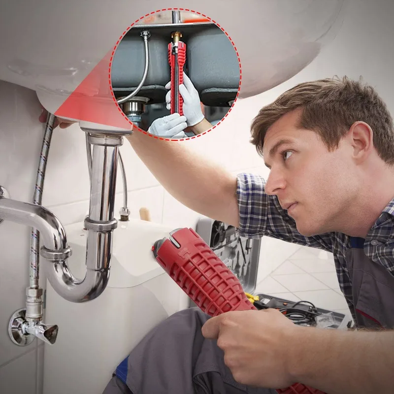 QYQRQF مثبت الصنبور والحوض، أداة سباكة متعددة الوظائف مستخرج الأنابيب للحمام والمطبخ والسباكة والمرحاض