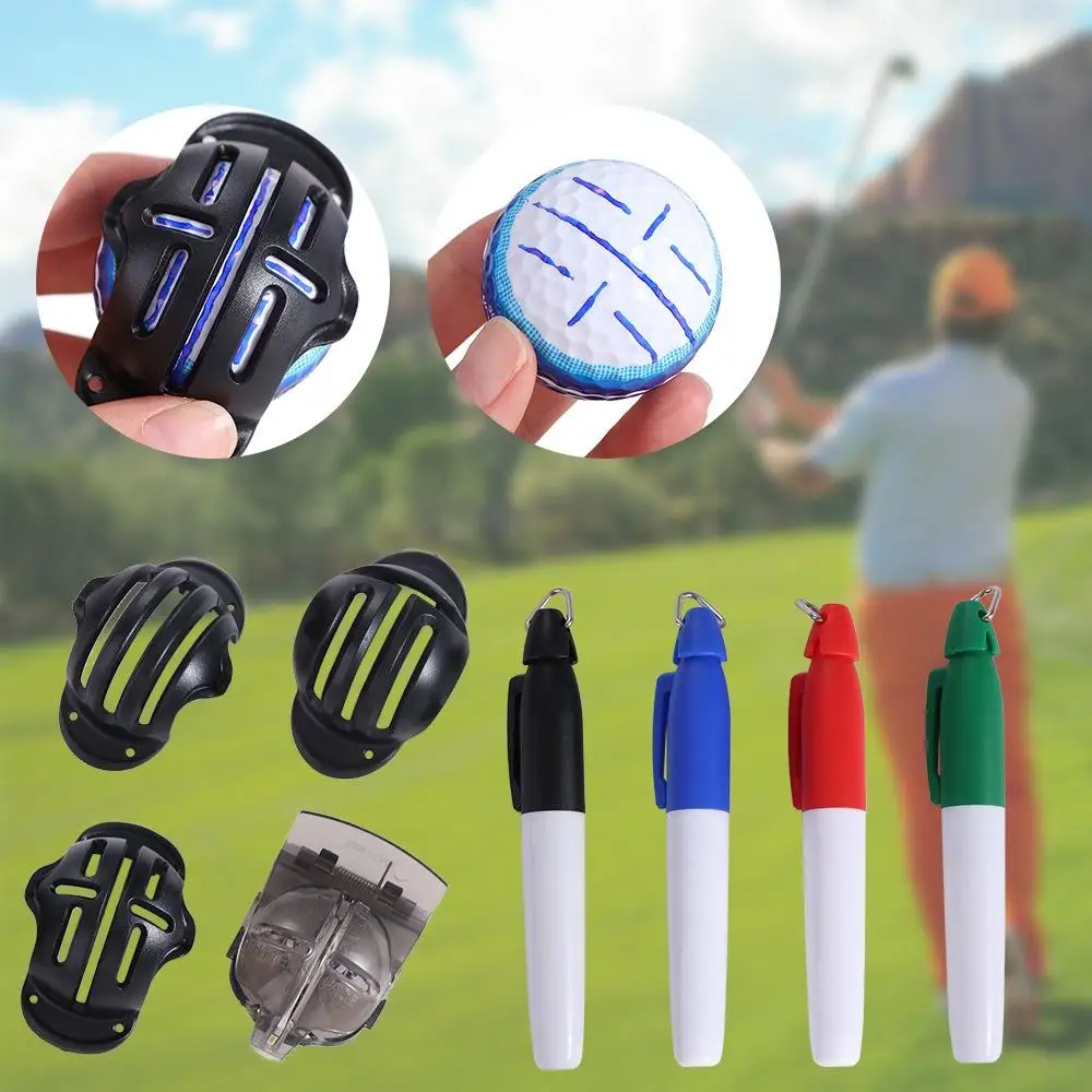 8Pcs/Set Vibrant Colors Golf Ball Line Marker Set 4 Marking Stencils Precision Golf Balls Alignment Exerciser Line Marker Tool