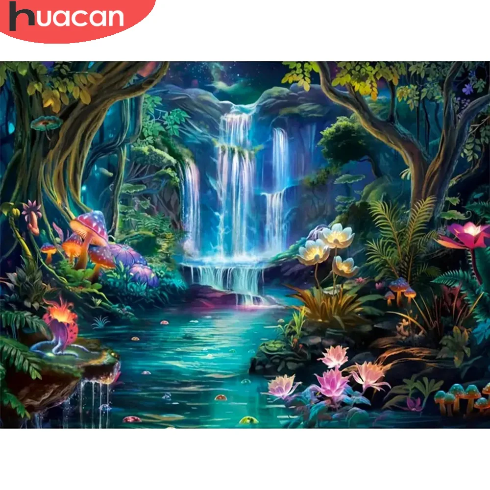 HUACAN Cartoon Diamond Painting Kit completo Girl Wolf Full Square Round Mosaic Flower 5D fai da te Home Decor