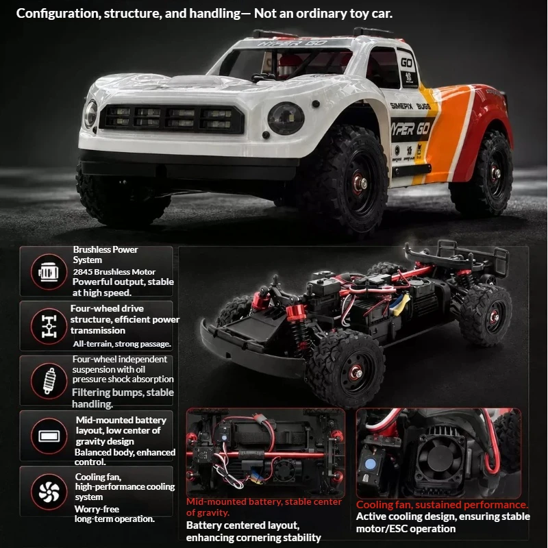New MJX 1:14 RC Remote Control Car 4WD Brushless High Speed Short Course Truck Off-Road Racing Drift Car Toys for Boys Gift