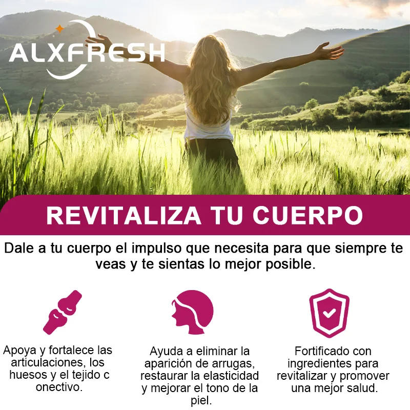 Alexfresh Cápsulas de biotina de glutatión y colágeno hidrolizado con vitaminas |   No OGM Vegano Sin Gluten | Suplemento Dietético