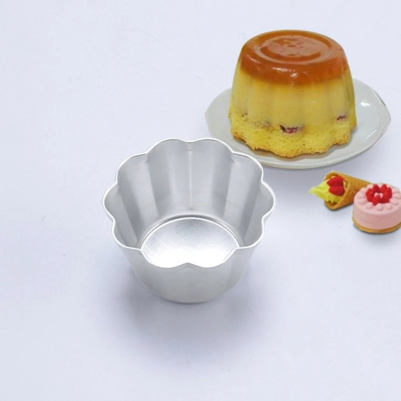 1Pcs Pudding Cup Molds Mini Fluted Cake Pans Non-Stick Jelly Molds Fast Heat-Up Aluminum Alloy Baking Cup Moulds