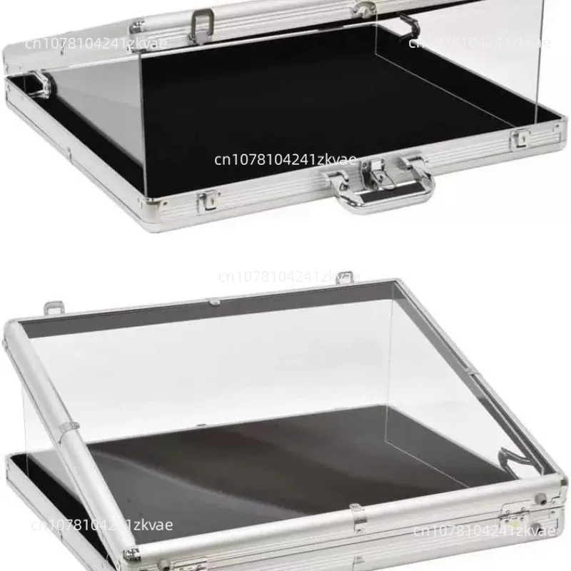 Silver Aluminum Acrylic Transparent Top Display Stand Portable Supplier Trade Display Case for TCG Cards with Lock Function