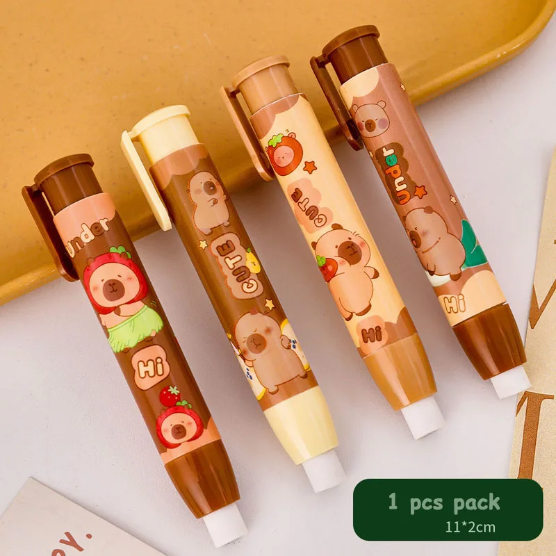 Kawaii 1 pcs Cute Capybara Stationery Press The Rubber Eraser Funny School Stationery Supplies 2024 Stationery office & Gifts