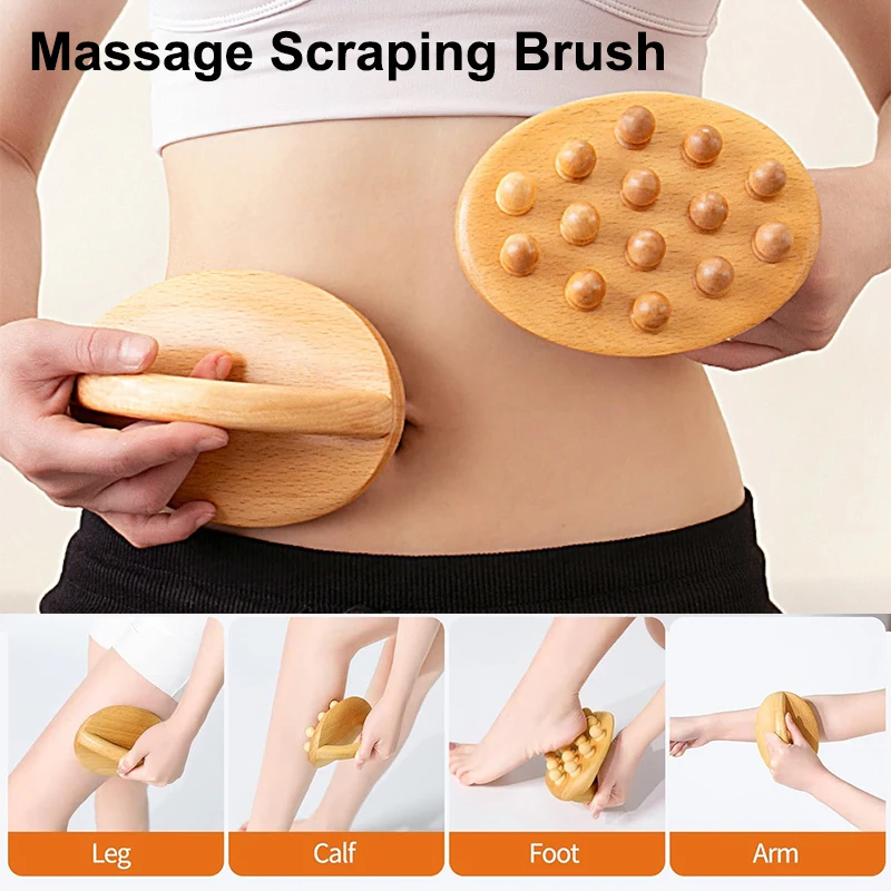 

Body Anti Cellulite Cushion Meridian Brush Multi-Functional Wooden Spa Air Cushion Massage Hair Comb Scalp Body Massage Brush