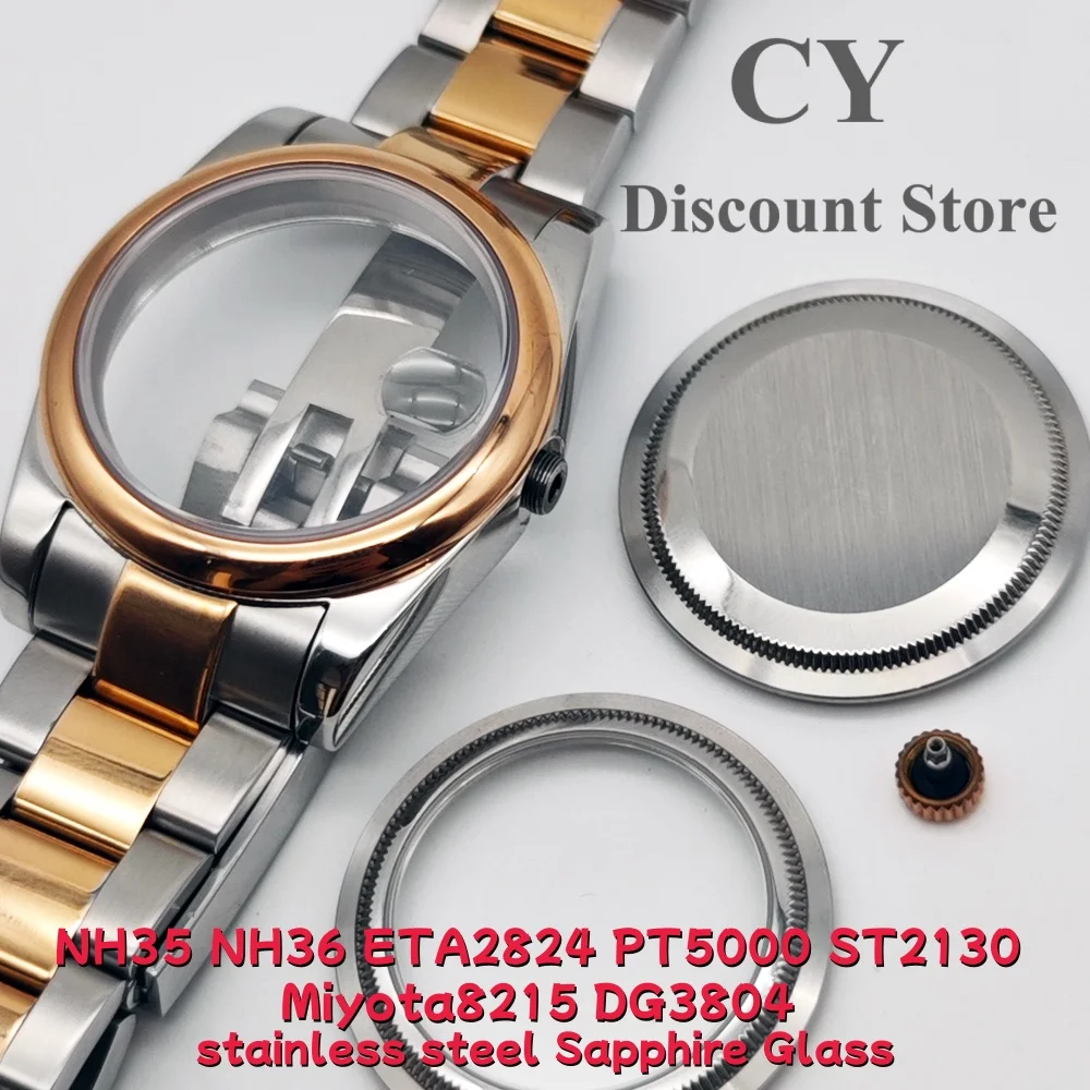 RICHUS Silver Rose Gold Watch Case 36mm 39mm Stainless Steel Compatible with NH35 NH36 ETA2824 ST2130 PT5000 Miyota8215 DG3804 M