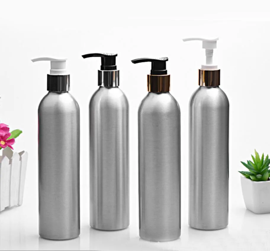 

250ml Aluminium metal bottle pump body lotion emulsion serum foundation shampoo fragrance toner toilet water skin care packing