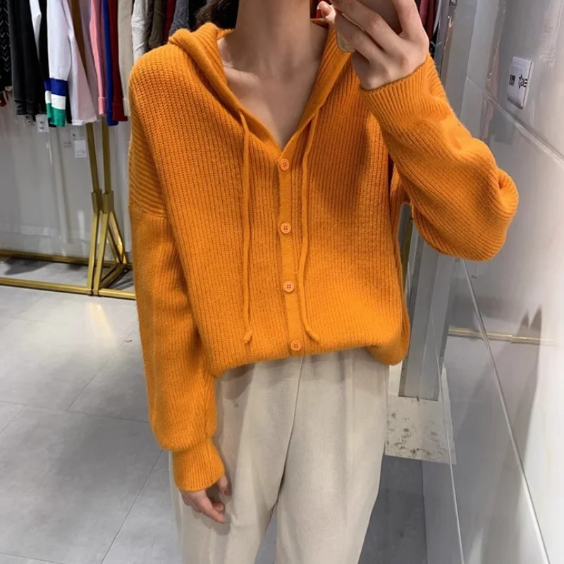 

2024 Lazy Style Hooded Thick Knit Sweater For Women Wearing Autumn And Winter Women's Clothing, Loose Sweater For Women