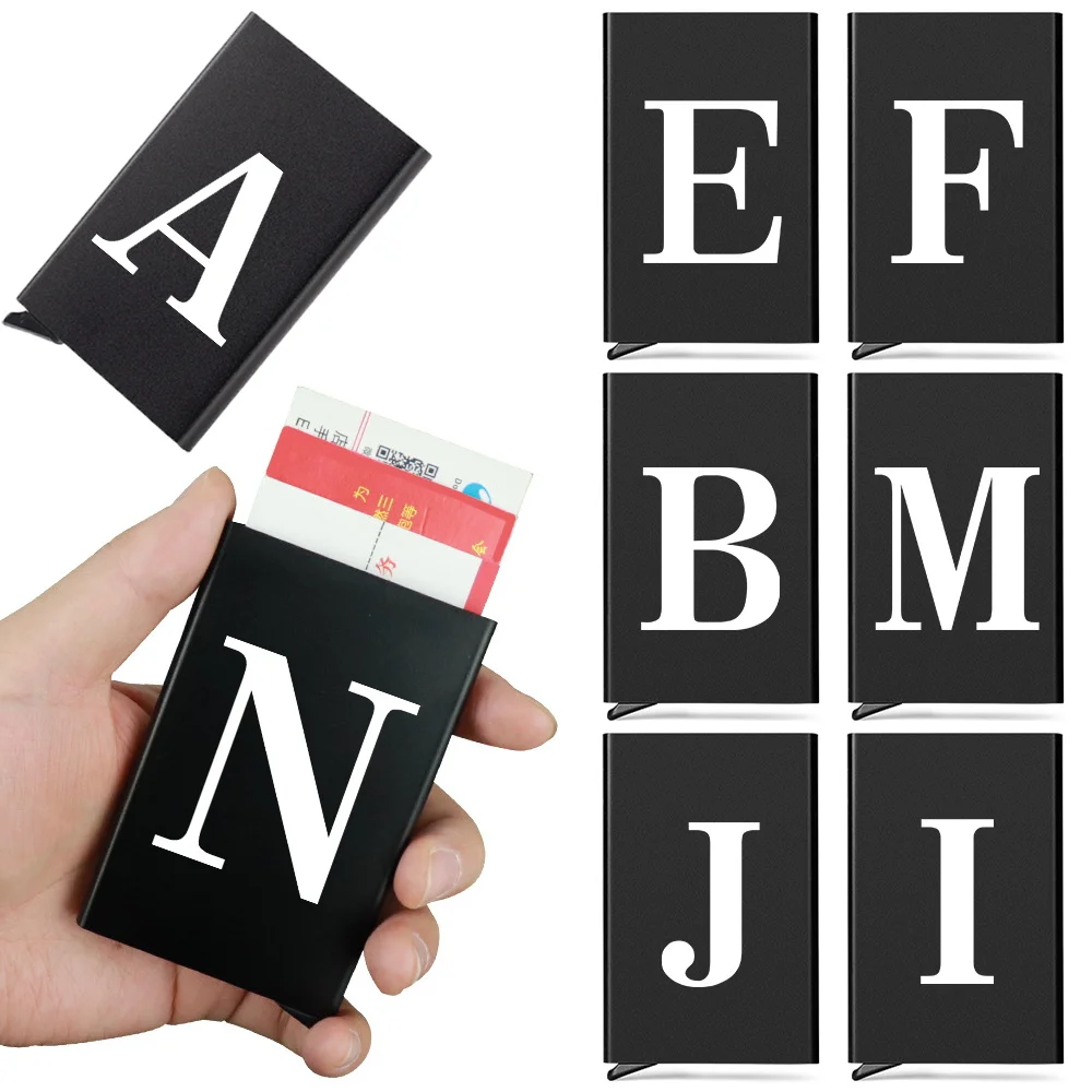 Slim Aluminum Wallet with Elasticity Back Pouch ID Credit Card Holder Mini Wallet Automatic Pop Up Bank Card Case White Pattern