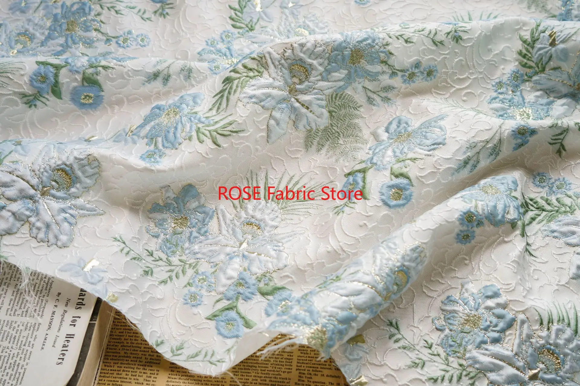 1 metro filo d'oro trama floreale tessuto jacquard cheongsam gonna soffice borsa per bagagli tessuto da cucito fai da te