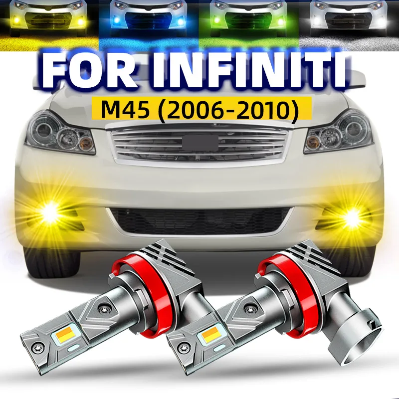 2x Car LED Front Fog Lights Bulbs Dual Colors Switchback White Yellow For Infiniti M45 2006 2007 2008 2009 2010 canbus ice blue