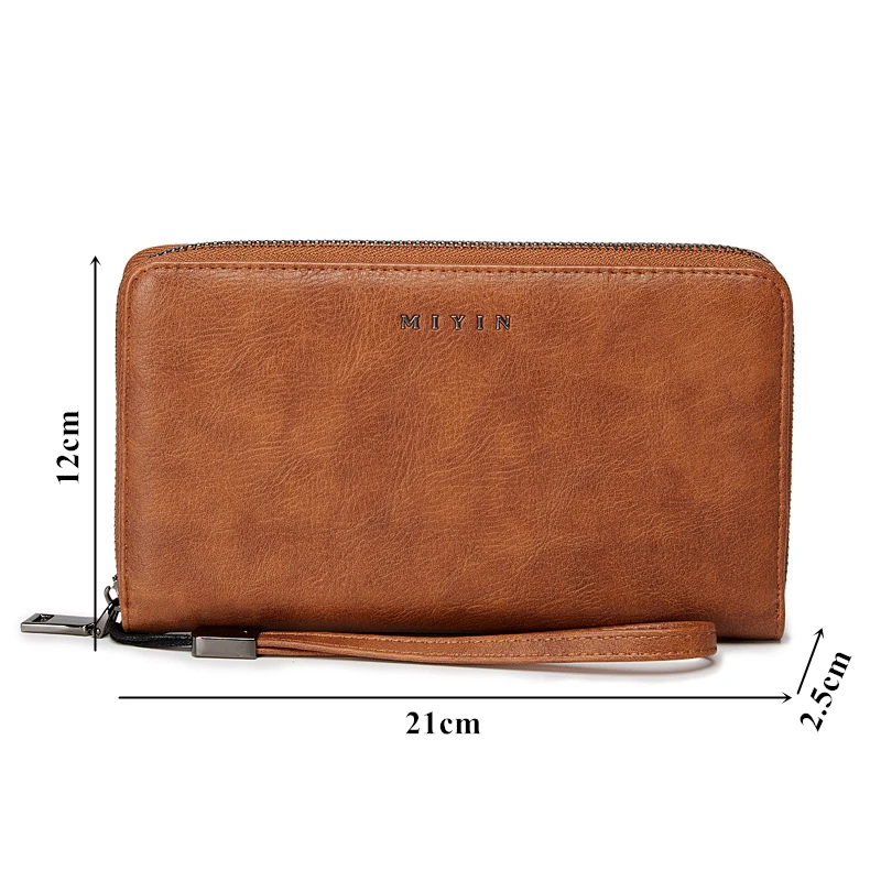 RFID Long Vintage Wallet Women Large Capacity Multi-Card Holder Leather Zipper Purse Female Money Coin Pocket Phone Clutch Bag