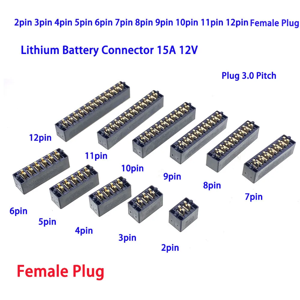 5pcs Blade Battery Connector 15A 12V High Current Female Header Socket Pitch 3.0mm 2-12 Pin for Laptop Medical Smart Electrical