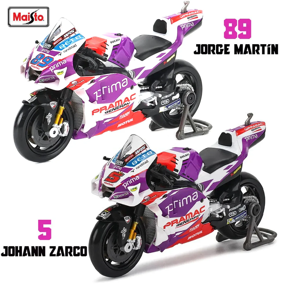 

Maisto 1:18 2022 Ducati Pramac Racing # 5: Zarco # 89 Martin, лицензированная имитация сплава, модель мотоцикла, автомобиль, рождественские игрушки, подарки