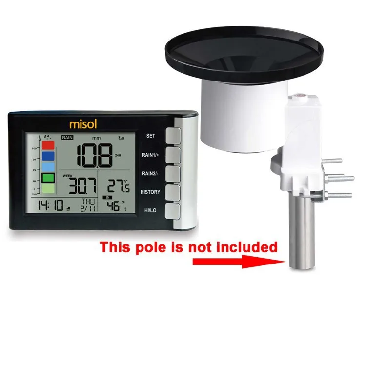 Utility Wireless Rain Gauge LCD Display, Temperature And Humidity Measurement