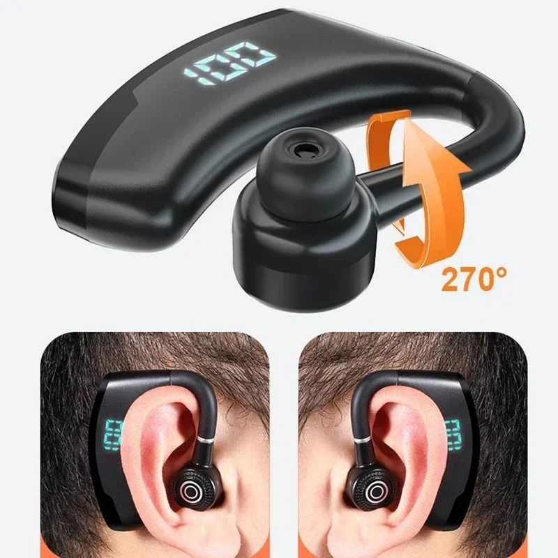 Earphone Bluetooth 5.2 TWS Headset Kait Telinga Nirkabel Tampilan LED Headphone Pengurang Kebisingan Stereo HiFi Earbud Tahan Air