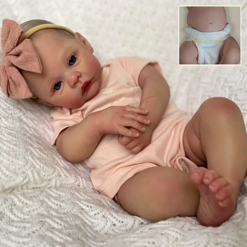 

47CM Silicone Baby Doll Reborn Baby Girl Meadow Soft Vinyl 3D Painting Skin with Visbile Veins Bebe Reborn Waterproof Bath Toys