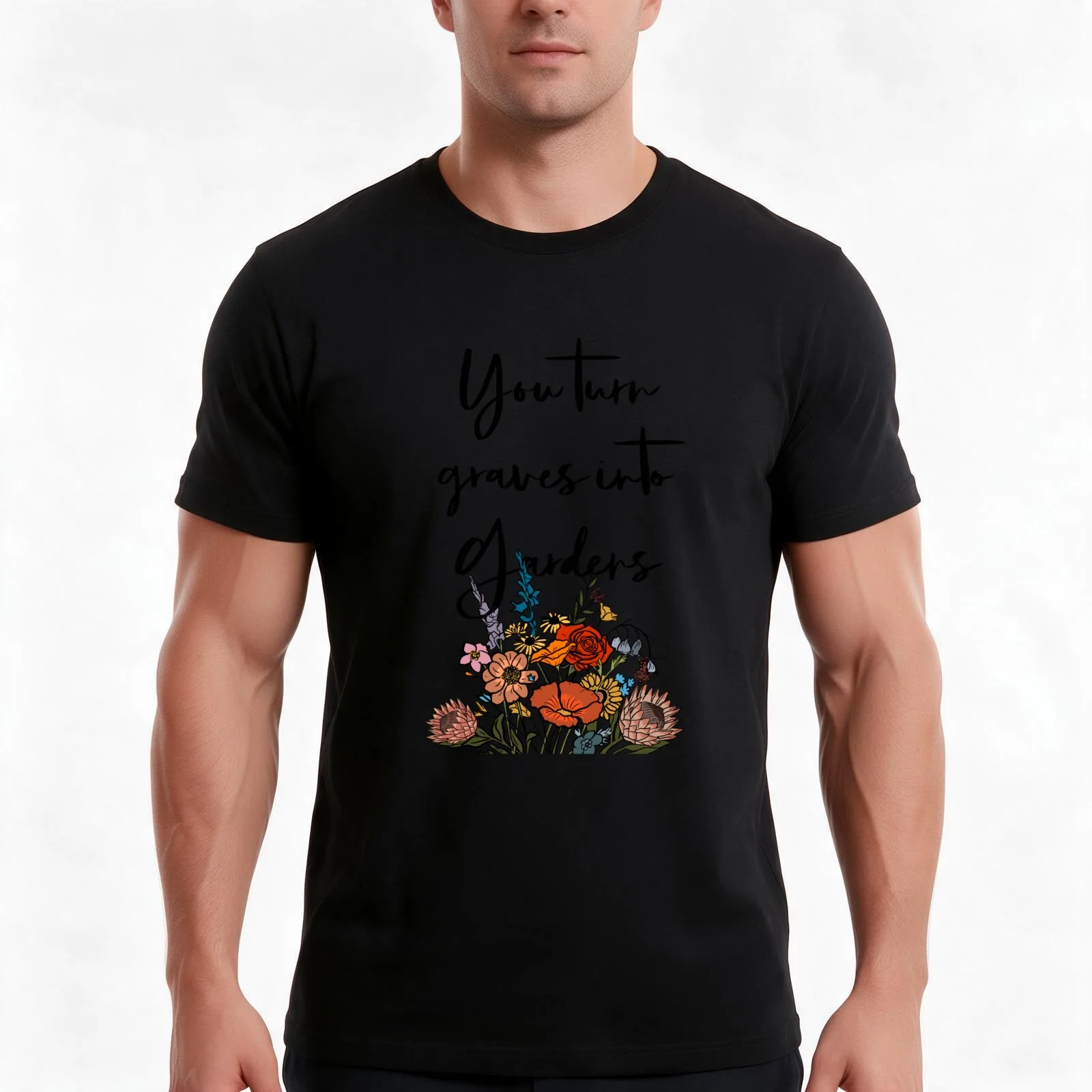 Graves Into Gardens T-Shirt Summer Casual Cotton Tee Oversized Streetwear Tops Vintage Graphic Print Loose Fit Short Sleeve