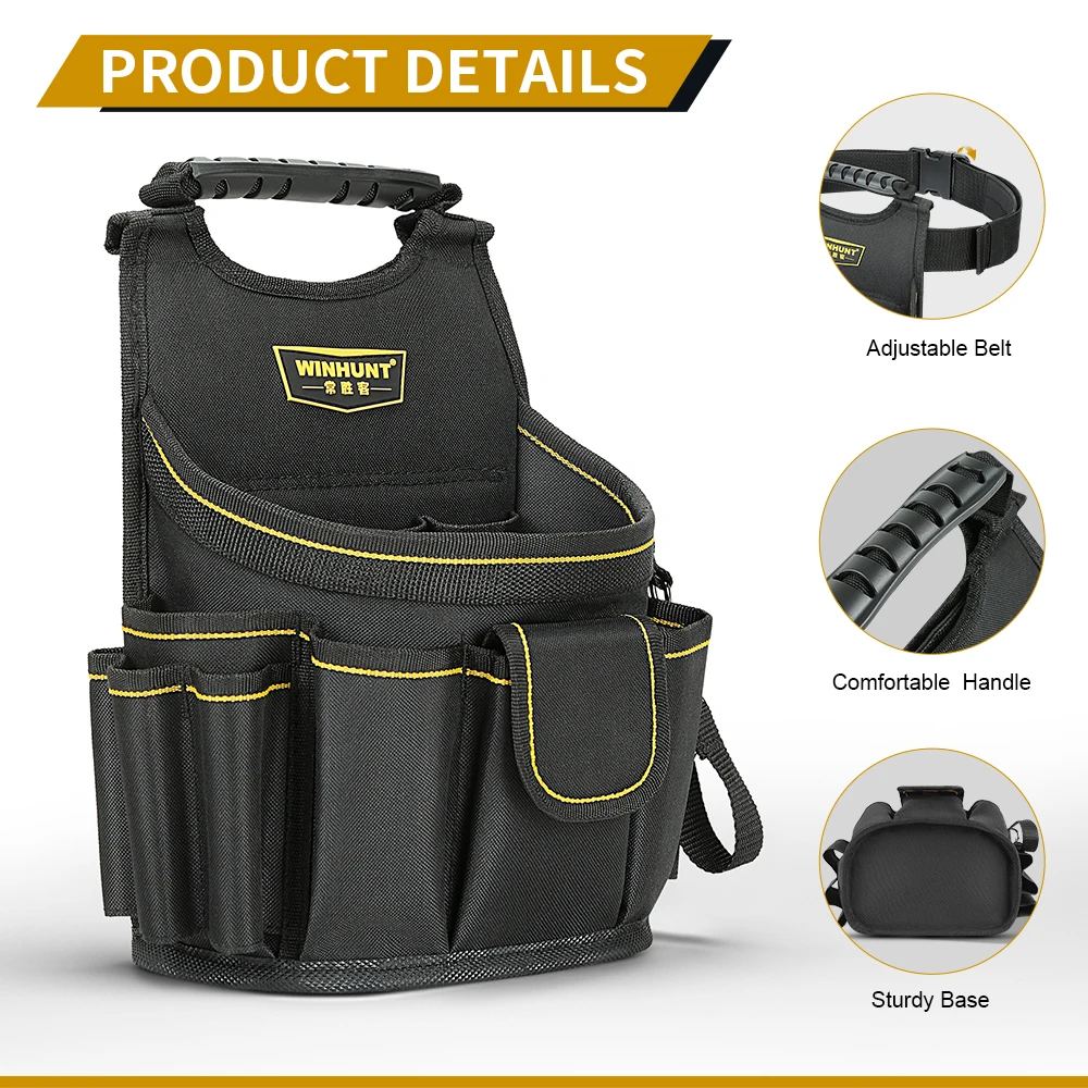 Electrician Tool Pouch, Designed for Professional Electricians and Maintenance Repair Technicians,Black