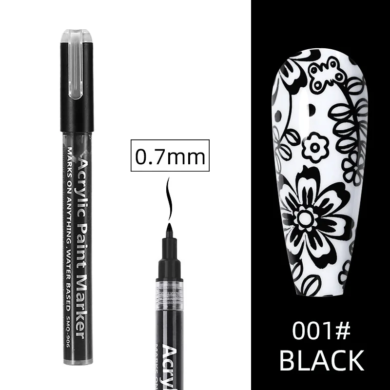 NAILCO 1PCS DIY Graffiti Nail Acrylic Pen Waterproof Painting Nail Art Accessories Tool Gold Black Line 3D Abstract Drawing Pen