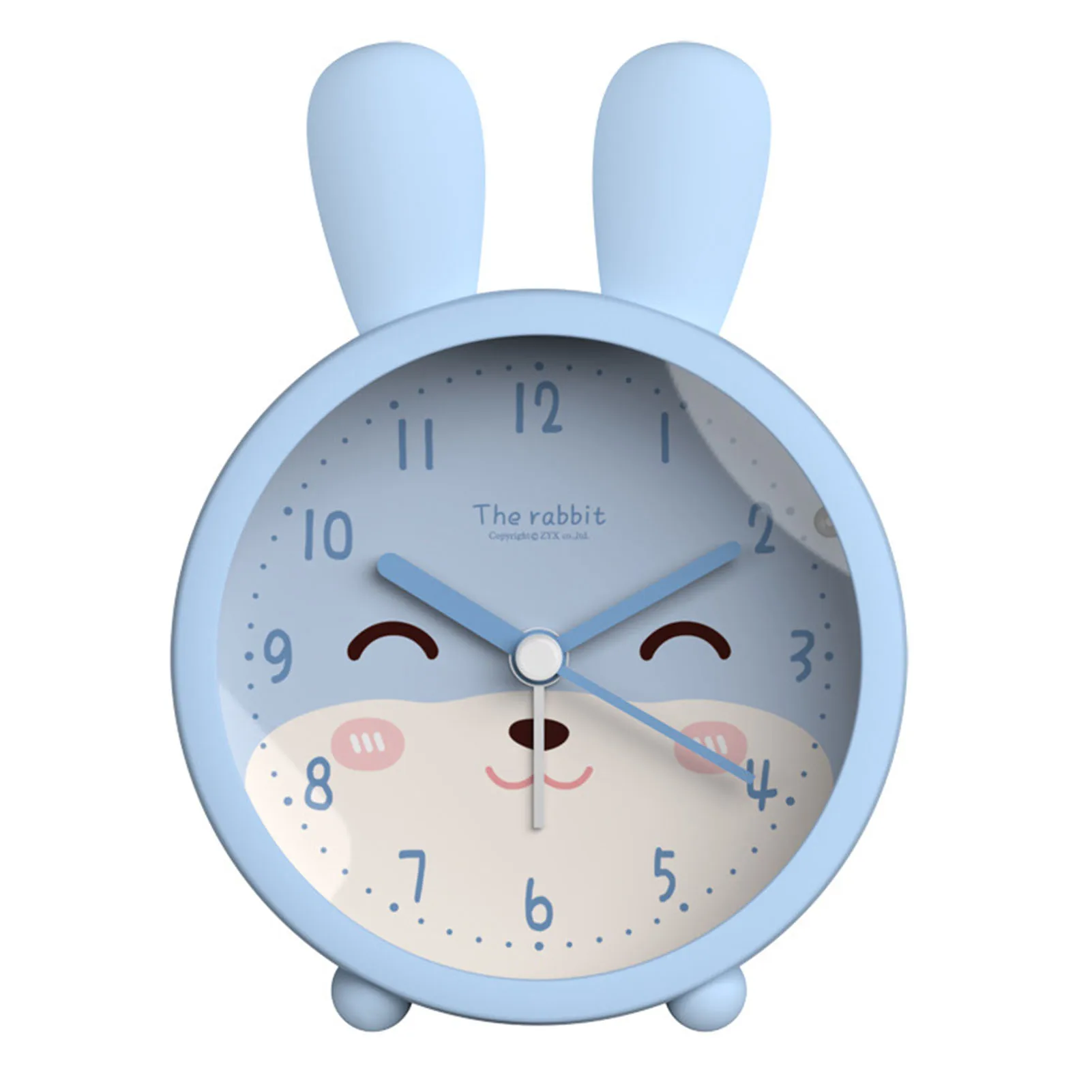 Silent Rabbit Ears Desk Alarm Clock Dial Display Silicone Night Light For Kids Learning Easy Read Bedroom Bedside Non Ticking