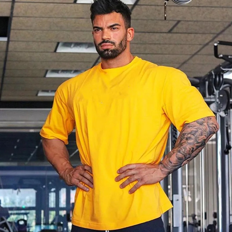 Hip Hop Style Short Sleeve Sports Fitness Large T-shirt Men's Running Leisure Cotton Exercise Suit