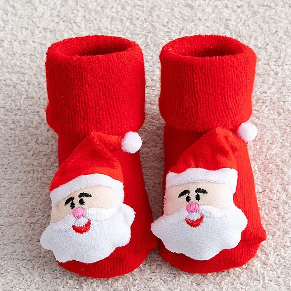 Sweet For  Thicken Tree Winter Santa Claus Bell Infant Short Socks Baby Christmas Socks Floor Socks  Cotton Socks
