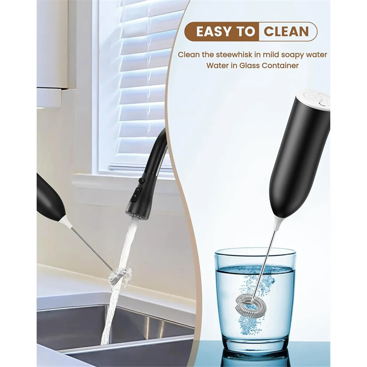 

AT13 вспениватель молока, перезаряжаемый через USB электрический вспениватель молока, ручной удобный вспениватель молока для кофе, латте, черный