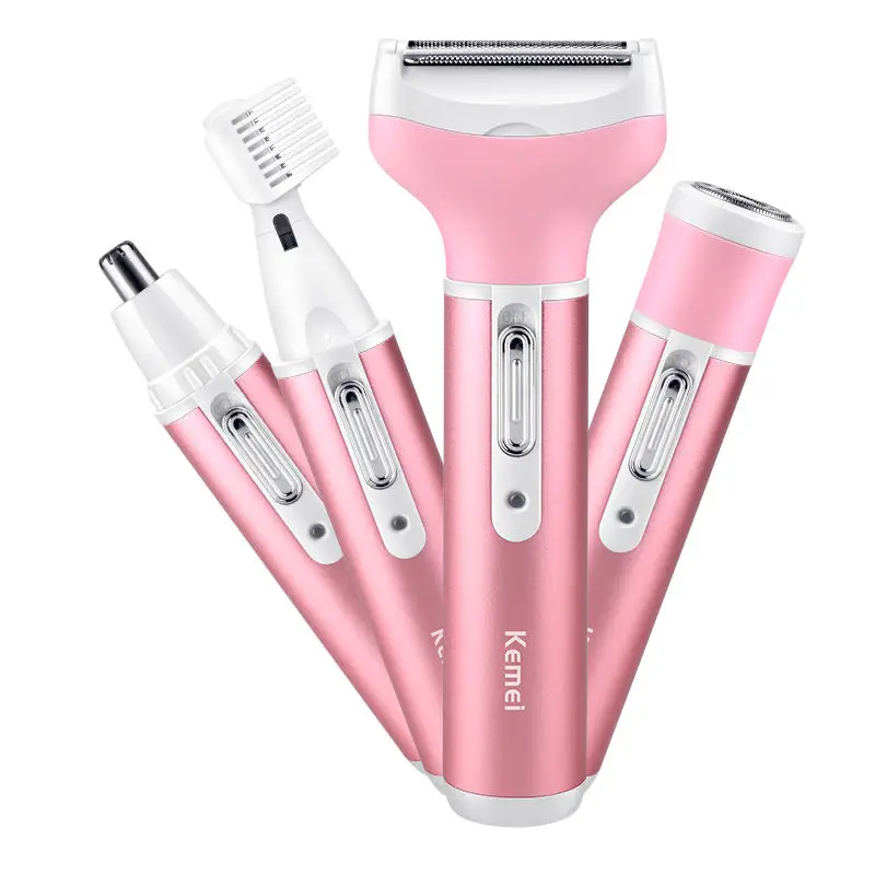 Kemei 4in1 Lady Shaver Legs Facial Body women electric shaver Eyebrow trimmer bikini Nose Ear Trimmer hair removal