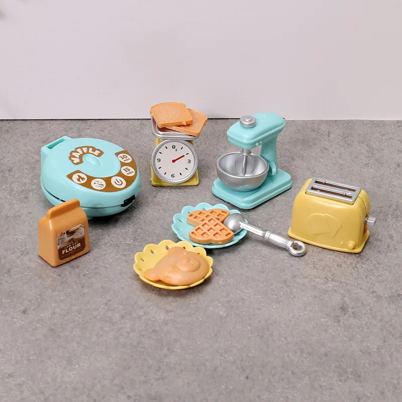 لتقوم بها بنفسك دمية الدب البسكويت 1/12 أثاث مصغر محمصة فرن خلاط مقياس إلكتروني نموذج مجموعة ألعاب المطبخ لفتاة هدية